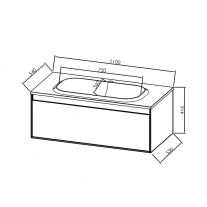 Set mobilier suspendat si lavoar Kolpasan, Pandora, 110 cm, lemn natur